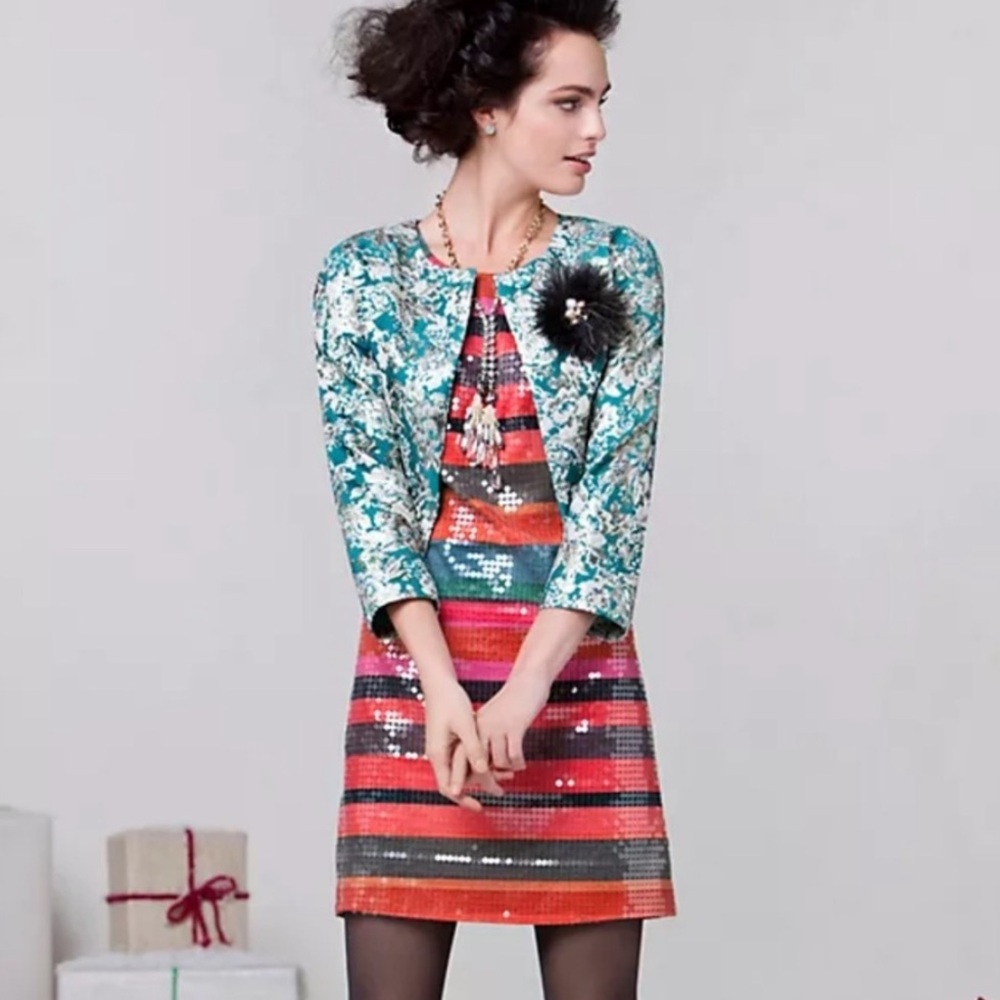 Anthropologie Corey Lynn Calter Glinted Sunset Shift Mini Dress Size 4